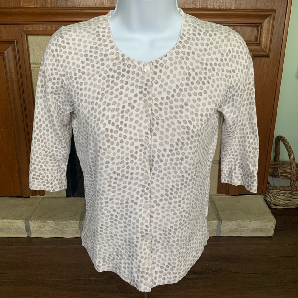 Merona Button Up Thin Sweater Cream Gray/Taupe XS